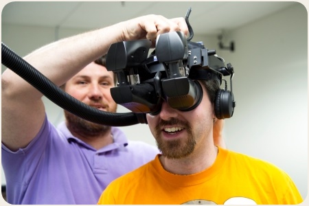 Image of a student using VR