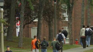 students walking to class